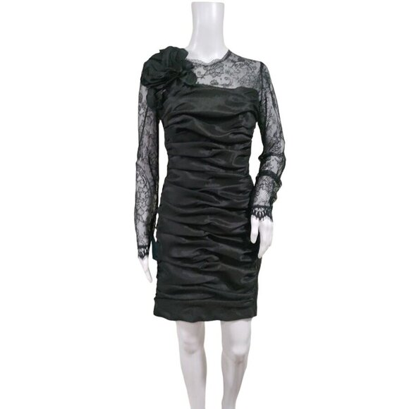 Vintage Jessica McClintock Lace Taffeta Ruched Mini Prom Dress 10 - Picture 1 of 14